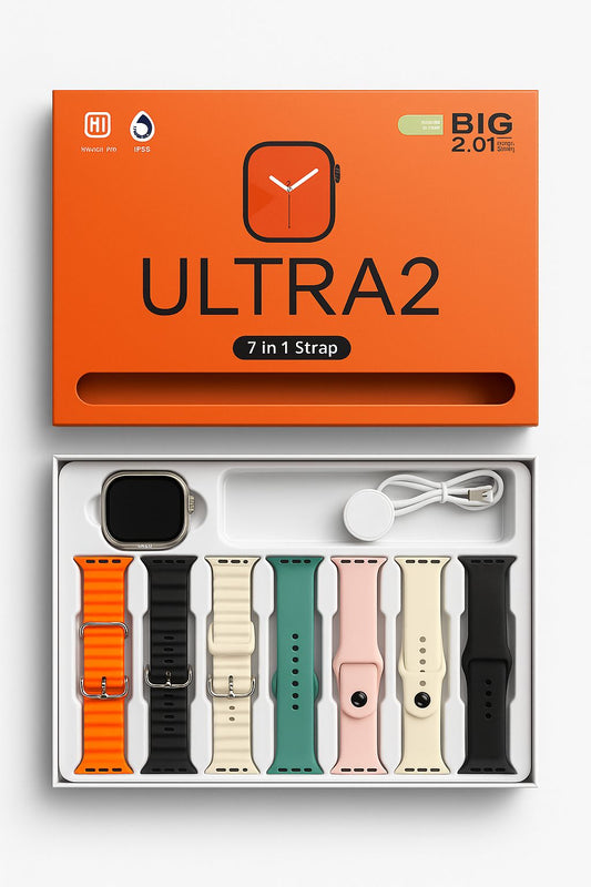 Ultra 2 Smartwatch (7-in-1 Strap Pack)  Big 2.01" Display